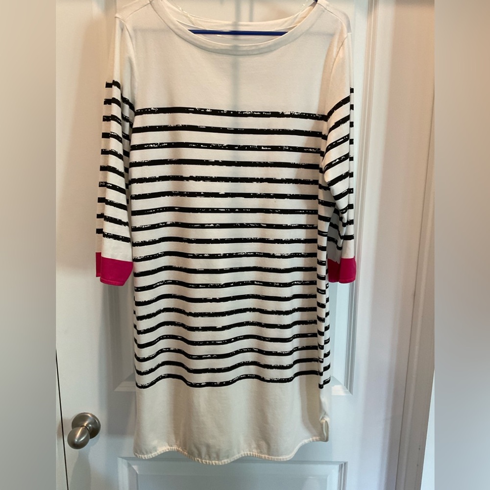 Chic Striped Dress with Pink Accents